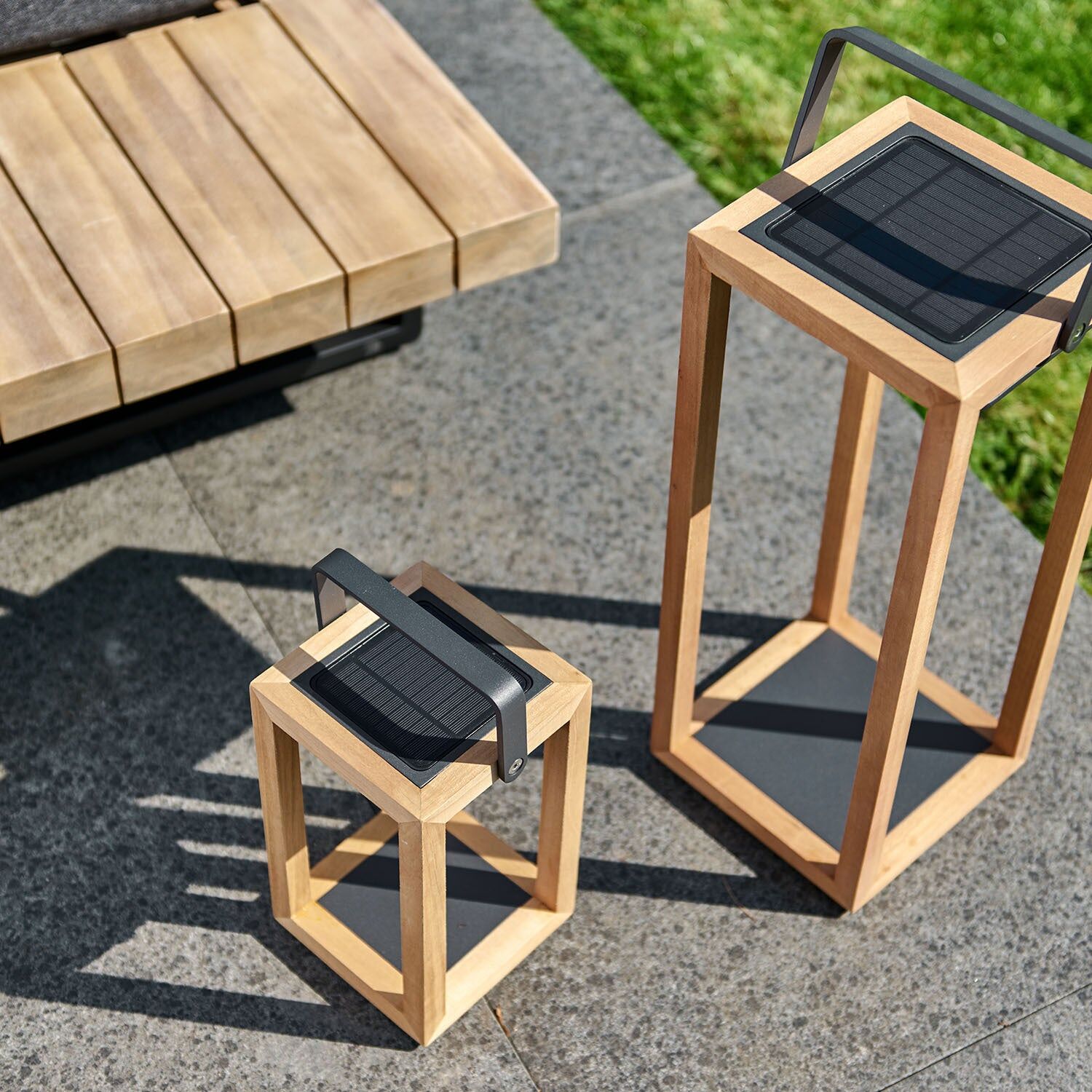 Harbour Lifestyle Luxor Floor Outdoor and Indoor Solar Lantern In Teak