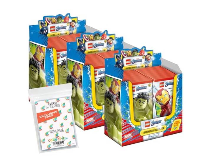 Bundle mit LEGO Avengers - Serie 1 Trading Cards - 3 Display (108 Booster) + Exklusive Collect-it Hüllen