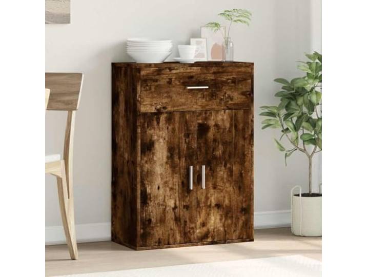 KTHLBRH Anrichte Eiche Rauch 60 x 30 x 84 cm Holz mehrschichtig Schmaler Aufbewahrungsschrank, 75 kg Kapazität, leicht zu reinigen, viel Platz für Zeitschriften und Bücher
