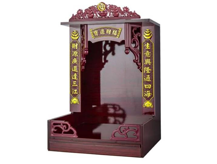 Doorhighpeak Holz Buddha Schrein Meditation Altar Tisch, Wandhänge buddhistische Anzeigeregal -Sockel -Angebotstisch, Guan Gong Guanyin Buddha Statue bietet Tisch Buddha Regal