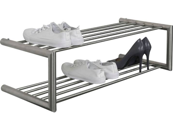 Schuhregal SPINDER DESIGN, grau (edelstahl), B:80cm H:23cm T:33,5cm, Metall, Regale, Schuhregal, Edelmetall, Edelstahl