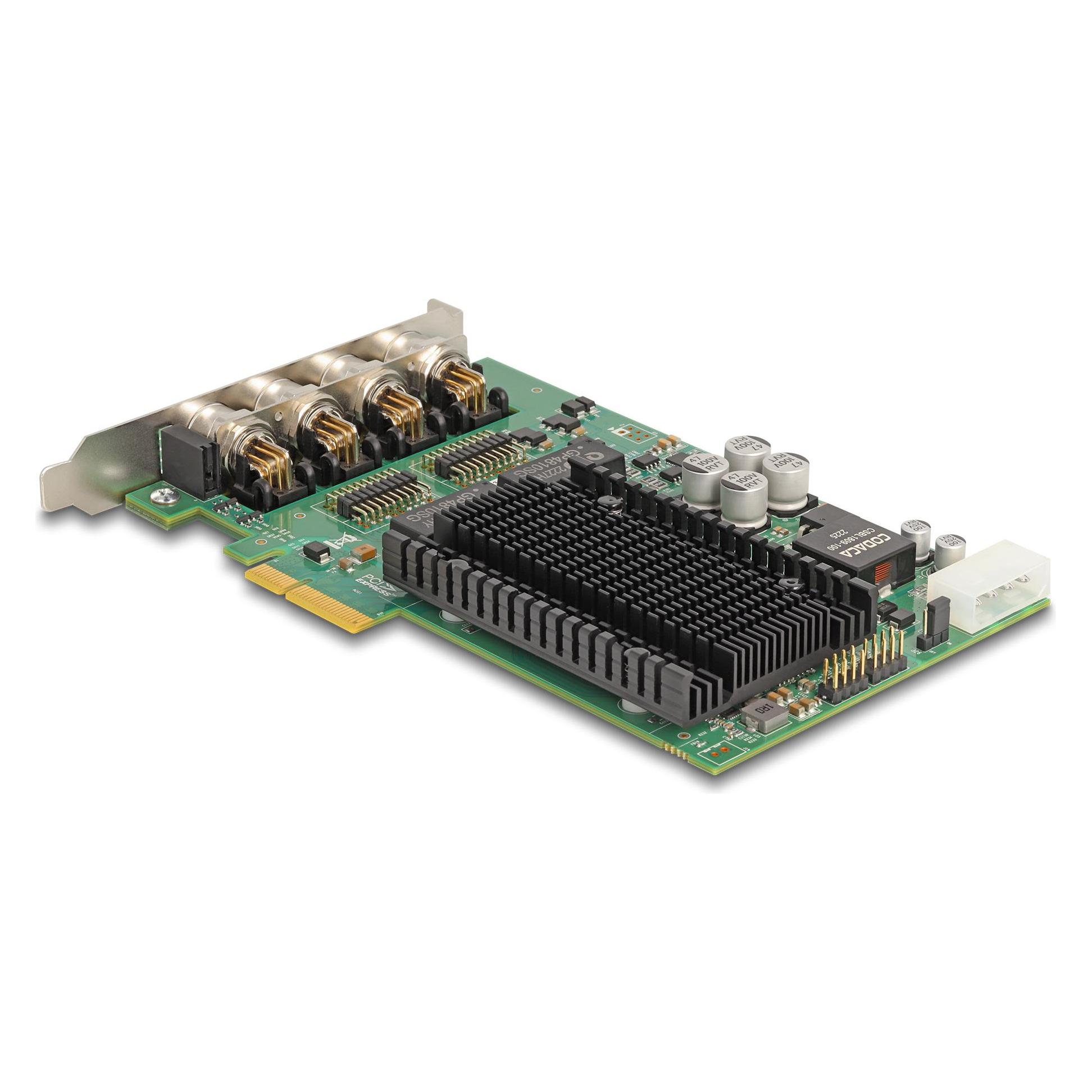 Delock PCI Express x4 Karte zu 4 x M12 Gigabit LAN PoE+ (Mini PCI Express, PCI-E x4) (86054)