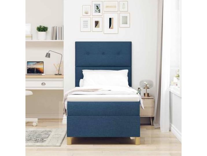 KTHLBRH Boxspringbett mit Kopfteil blau 80x200 cm Ergonomisches Design, robuster Stoff, solide Struktur, geeignet für moderne Räume