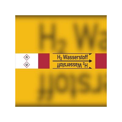 Rohrleitungskennzeichen H2 Wasserstoff - 33000x105 mm Folie selbstklebend