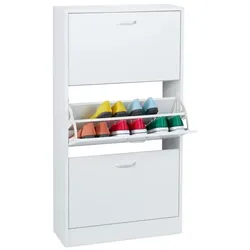 Relaxdays Schuhschrank Kipper Weiß,Silber