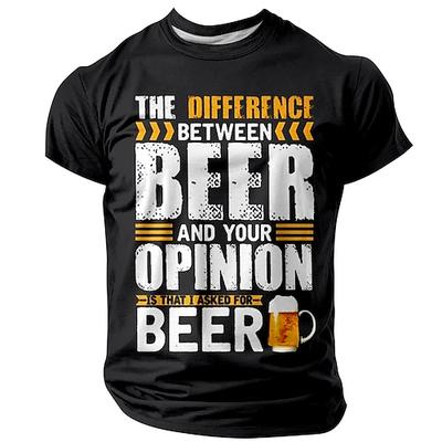 Herren Lustiges Bier Grafik T-Shirt - 'Der Unterschied zwischen Bier und deiner Meinung' humorvolles Kurzarm Oberteil