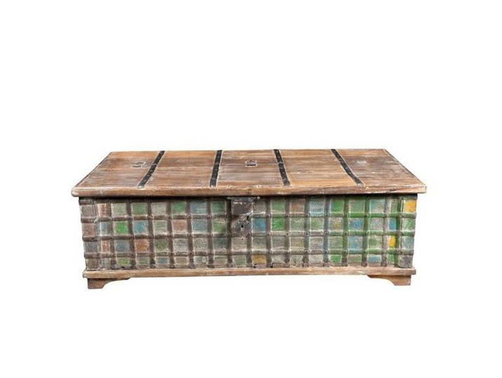 Luxury-Park-Direct Kommode Couchtisch flach Cassettenoptik Altholz India.Luxury Park
