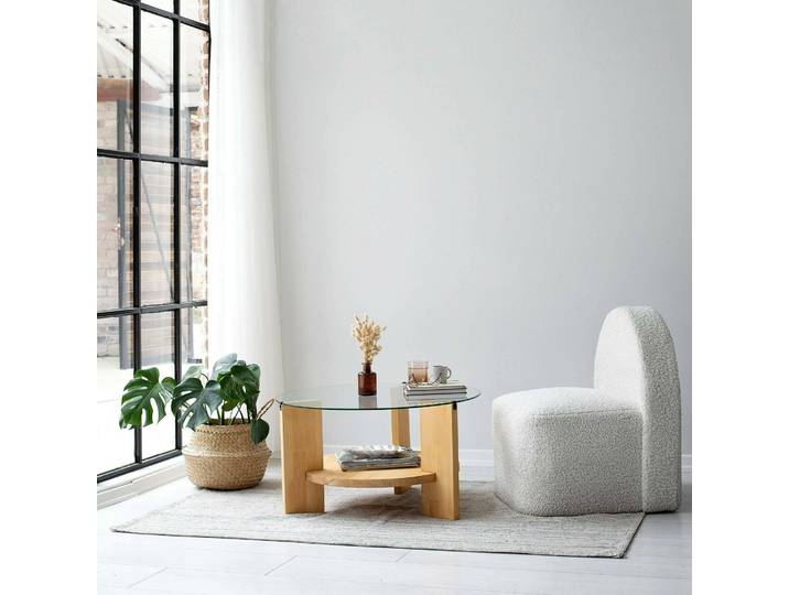 Félin - Table basse\, 75x75x40h cm chêne brun\, porte-revues