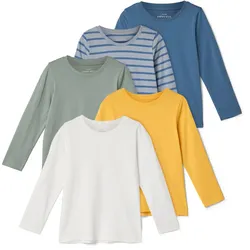 Tchibo - 5 Kinder-Langarmshirts - Baby - Gr. 86/92 - blau