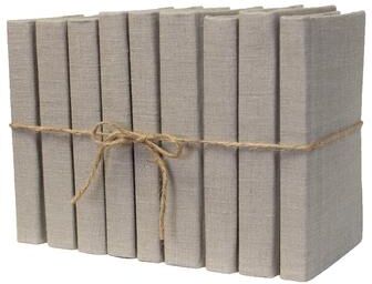 Booth & Williams Decorative Books - Khaki Linen Wrapped Book Bundle - 1 Foot of Tan Books