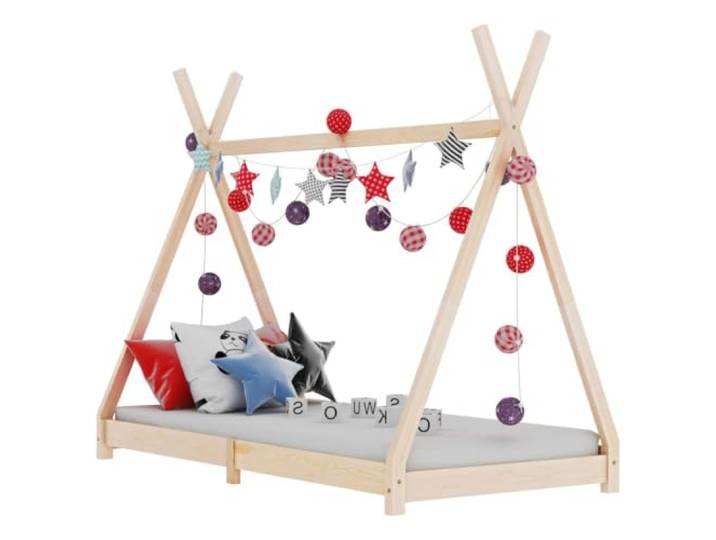 ZXQVLMRS Kinderbett Tipi-Stil Massivholz Kiefer 90 x 200 cm Spielhaus Stabiler Lattenrost, Vielseitig nutzbar, Skandinavisches Design