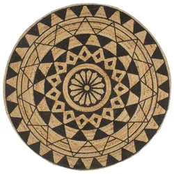 vidaXL Teppich Handgefertigt Jute Schwarzer Druck 120 cm