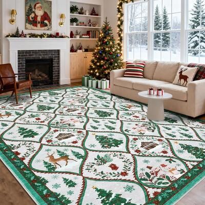 Garvee Diamond Pattern Christmas Area Rug