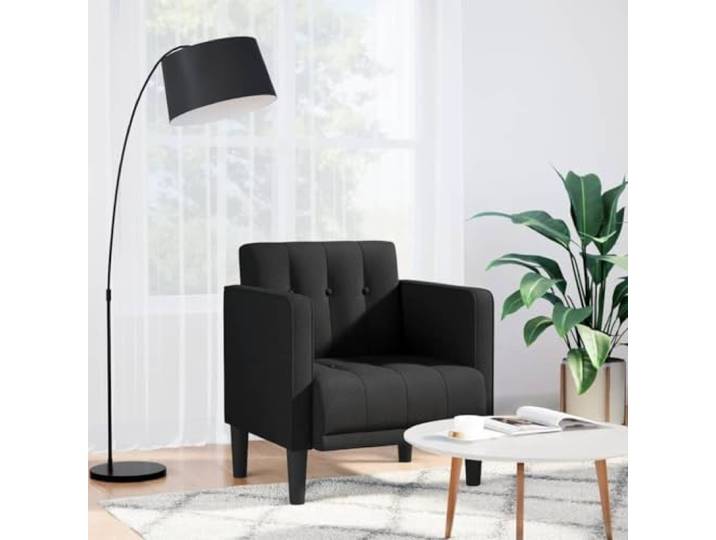 IBUQDDV Sessel mit Armlehnen Schwarz 53 cm Polyester Stoff Schaumstoff-Feder-Kombination, Sperrholzrahmen, atmungsaktiv, vielseitig, modernes Design
