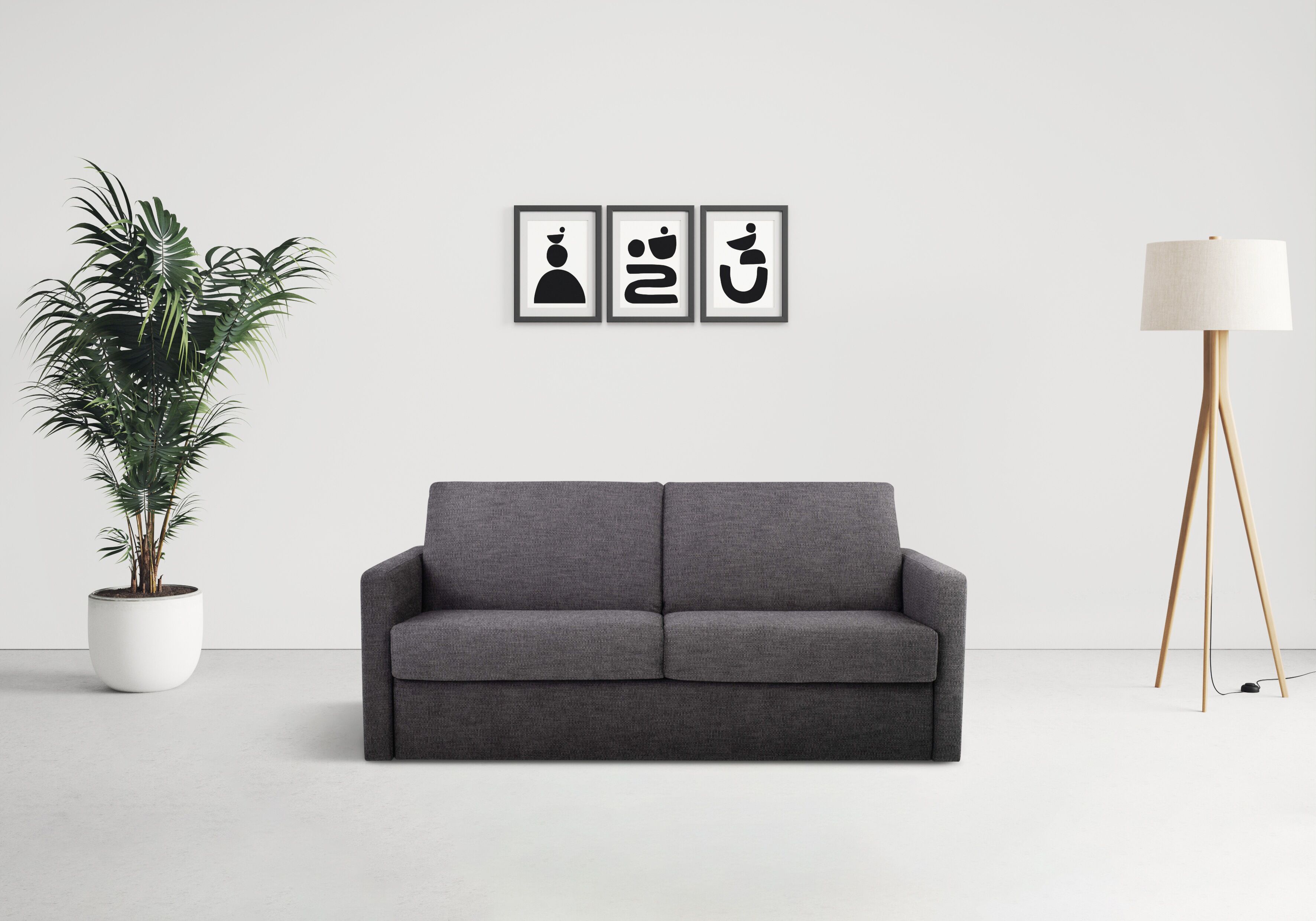 Schlafsofa GOODPRODUCT "GOLDPOINT 182cm, Dauerschläfer, Liegefläche 140/200 cm", grau (anthrazit), B:182cm H:85cm T:100cm, 85% PES. 15% Polypropylene, Sofas, Schlafsofa, 3-Sitzer mit Dauerschläfer-Funktion, Bonell-Federkernmatratze anthrazit B/H/T: 182cm 