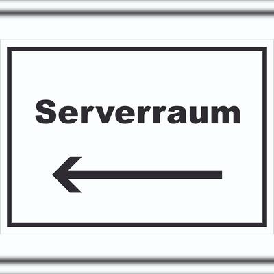 HB-Druck Serverraum Schild mit Text und Richtungspfeil links Computer IT PC waagerecht A3 (297x420mm)