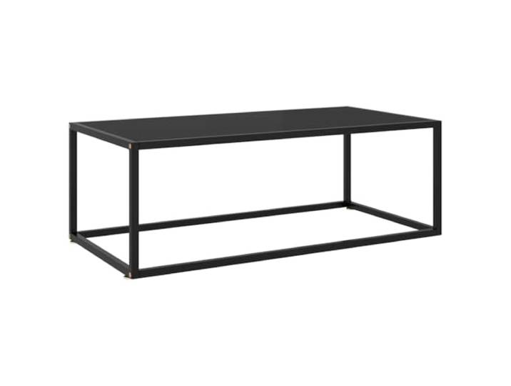 Roanoer Couchtisch Schwarz aus Hartglas und Stahl 100x50x35 cm Flacher Wohnzimmertisch mit robuster 5 mm Glasplatte, ideal für Snacks, Getränke und Dekoration im modernen Wohnbereich.