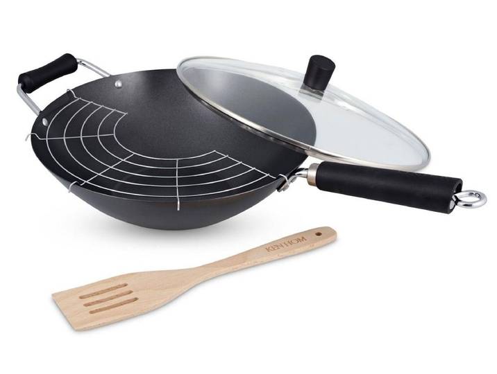 Wok KEN HOM Hom Excellence Wok Set Karbonstahl , schwarz, Ø:31,9cm, Pfannen, Wok