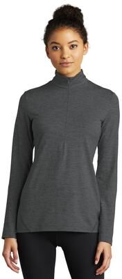 Sport-Tek LST711 Women's Exchange 1.5 Long Sleeve 1/2-Zip T-Shirt in Graphite Grey size XL   Polyester/Spandex Blend