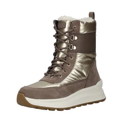 Schnürstiefelette GEOX "Geox Stiefelette Leder/Textil", Damen, Gr. 39, Textil, braun (taupe), Leder, Textil, Schuhe Schnürstiefelette