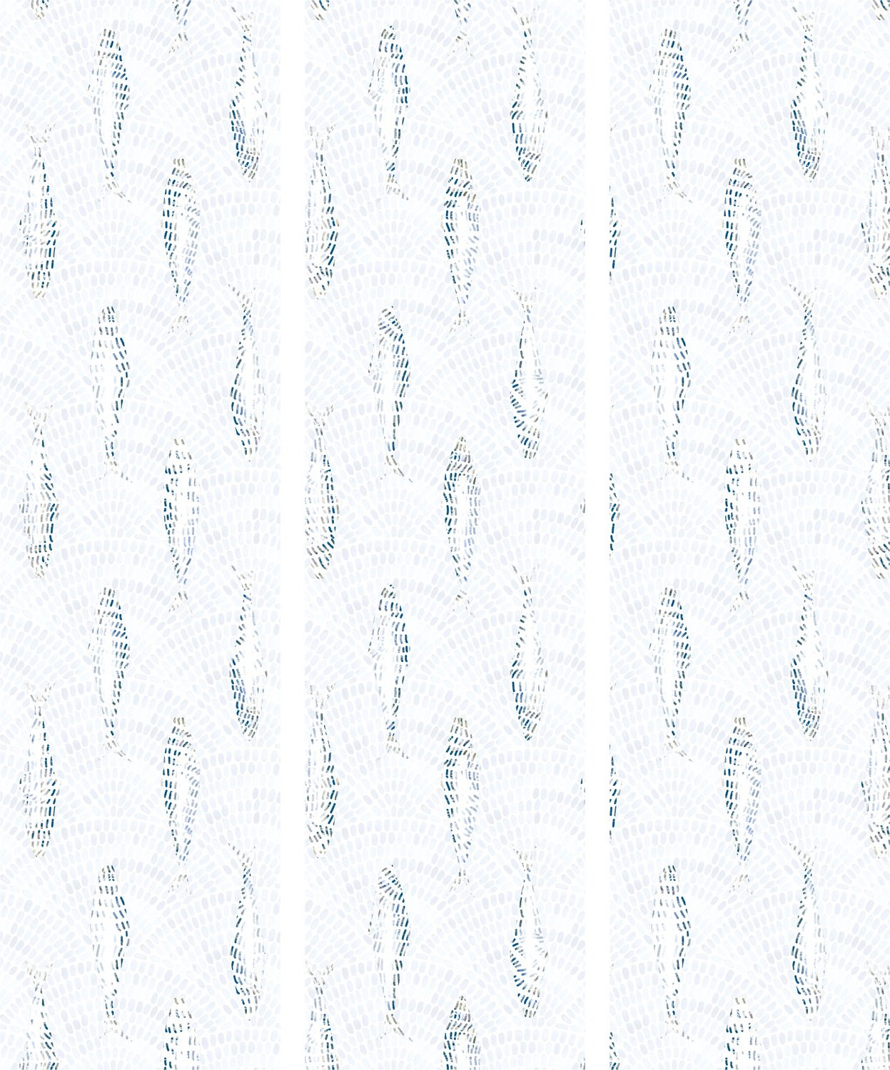 Kamerscherm Delicate Blue Fish - 3-delig - Houten frame - 135 x 172 cm