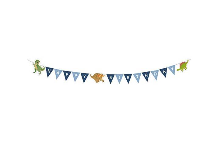 Generique slinger Happy Birthday grote dinosaurus, 180 cm, blauw