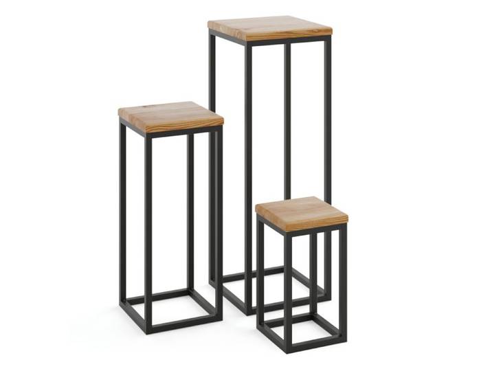 LAMO Manufaktur Support Plantes Piédéstal pour Plantes Porte-plantes Interieur Cadre Noir SET