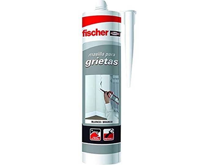 fischer - Mastic acrylique blanc pour combler les fissures\, réparations en intérieur\, peint\, lavable à l'eau\, grande adhérence multi-matériaux et facile à appliquer (300 ml) - Blanc