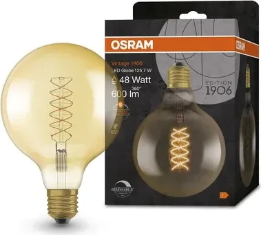 OSRAM Gold dimmbare LED-Lampe E27 7 W GLOBE VINTAGE, warmweiß