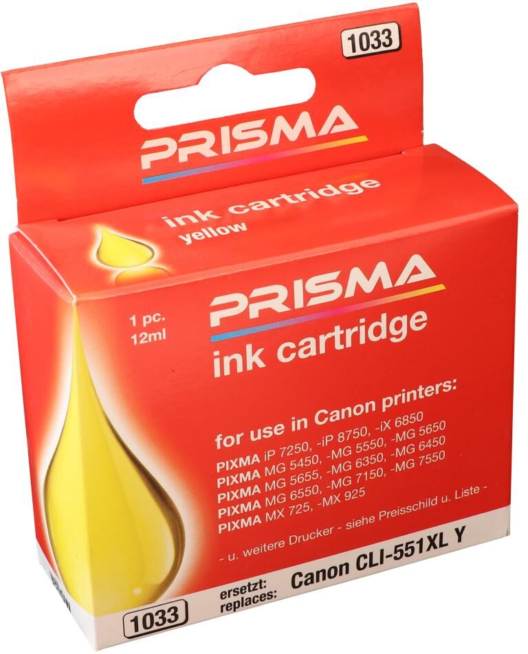 PRISMA 1033 Druckerpatrone für Canon Tintenstrahldrucker, yellow, 12 ml