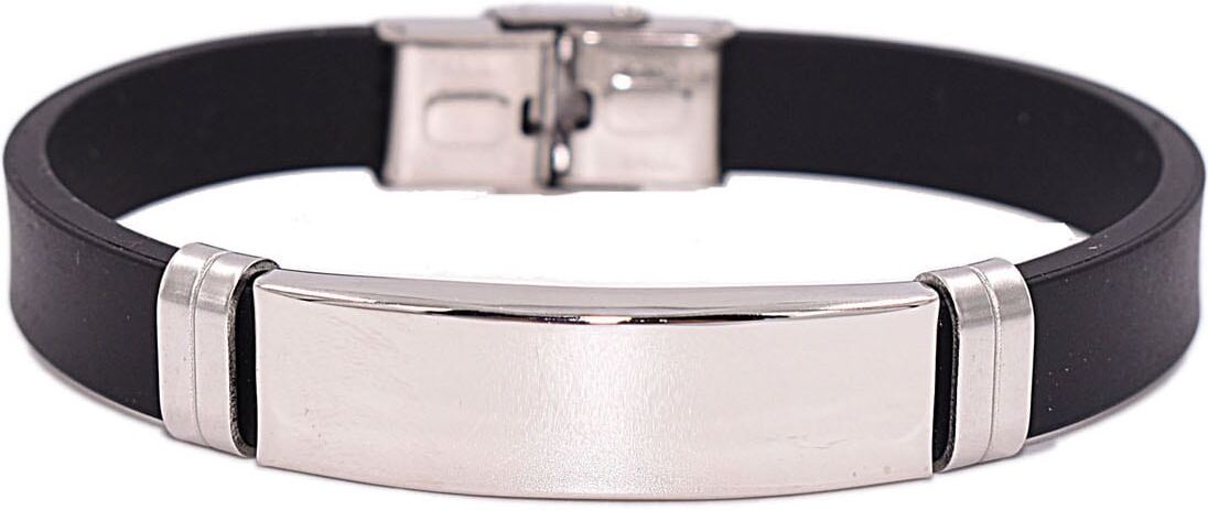 Edelstahlarmband FIRETTI "Schmuck Geschenk Schmuck Geschenk", schwarz (edelstahlfarben, schwarz), Armbänder, Herren, 20cm, Edelstahl Kautschuk Silikon, Edelstahl, Kautschuk, Silikon, Edelstahlarmband, Made in Germany