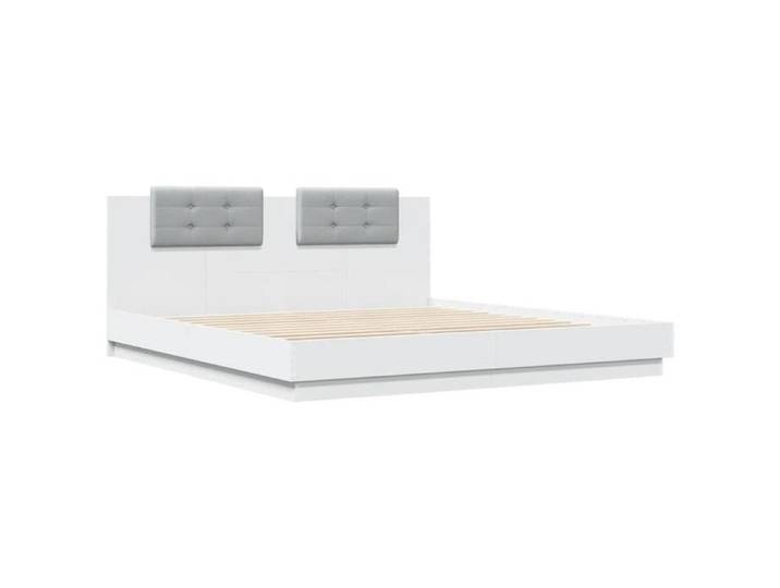 (En Promotion)Lit 2 PERSONNES 160x200cm Cadre de lit Contemporain avec LED sans matelas blanc 160x200cm L166192