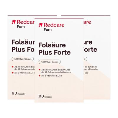 Folsaeure Plus Fort Redcare 3er-Pack 3x90 St Kapseln