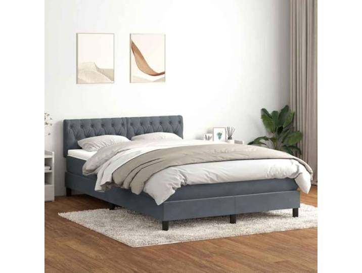 RJPLMFV Komplettes Bett, Velours, Dunkelgrau, 160 x 210 cm Taschenfedern, verstellbarer Kopf, abnehmbare Matratzenauflage, Lamellen im Lieferumfang enthalten