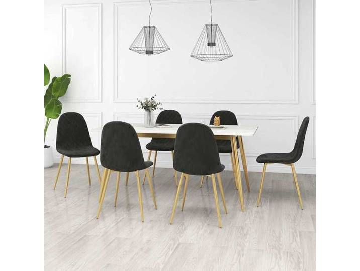 Chaises de Salon/Restaurant - Noir - Chaises à manger - lot de 6 - noir - velours - 45x53.5x83 cm 2101