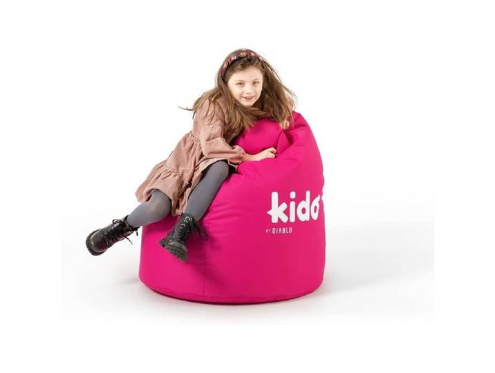 Diablo Pouf Poire Beanbag pour Enfants Pouf avec Kremplina Fauteuil de Jeu avec des Perles Polyester 110 x 80 x 80 cm (Rose)