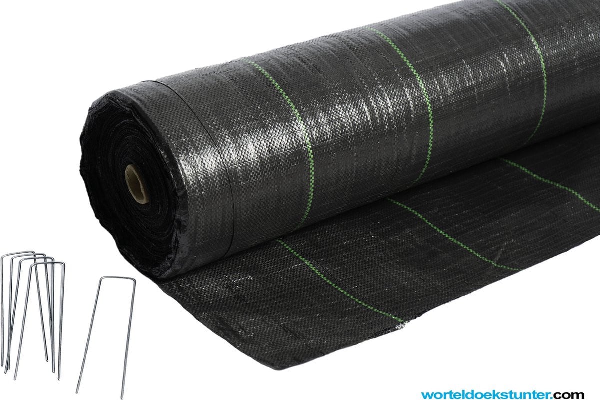 Worteldoek 4,20 m breed x 23 m lang inclusief 100 gronddoekpennen, 96,6 m2 maatwerk