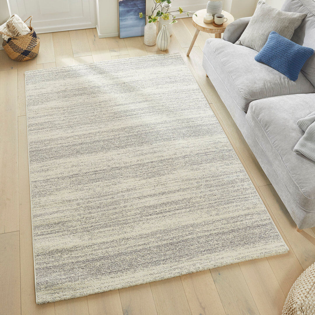 Concept Looms Plush White Grey Area Rug White Grey Rectangle 160 x 230 cm