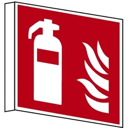 Brandschutzzeichen, Fahnen-/Nasenschild Feuerlöscher - ASR A1.3 (DIN EN ISO 7010) - 150x150x1 mm Kunststoff nachleuchtend