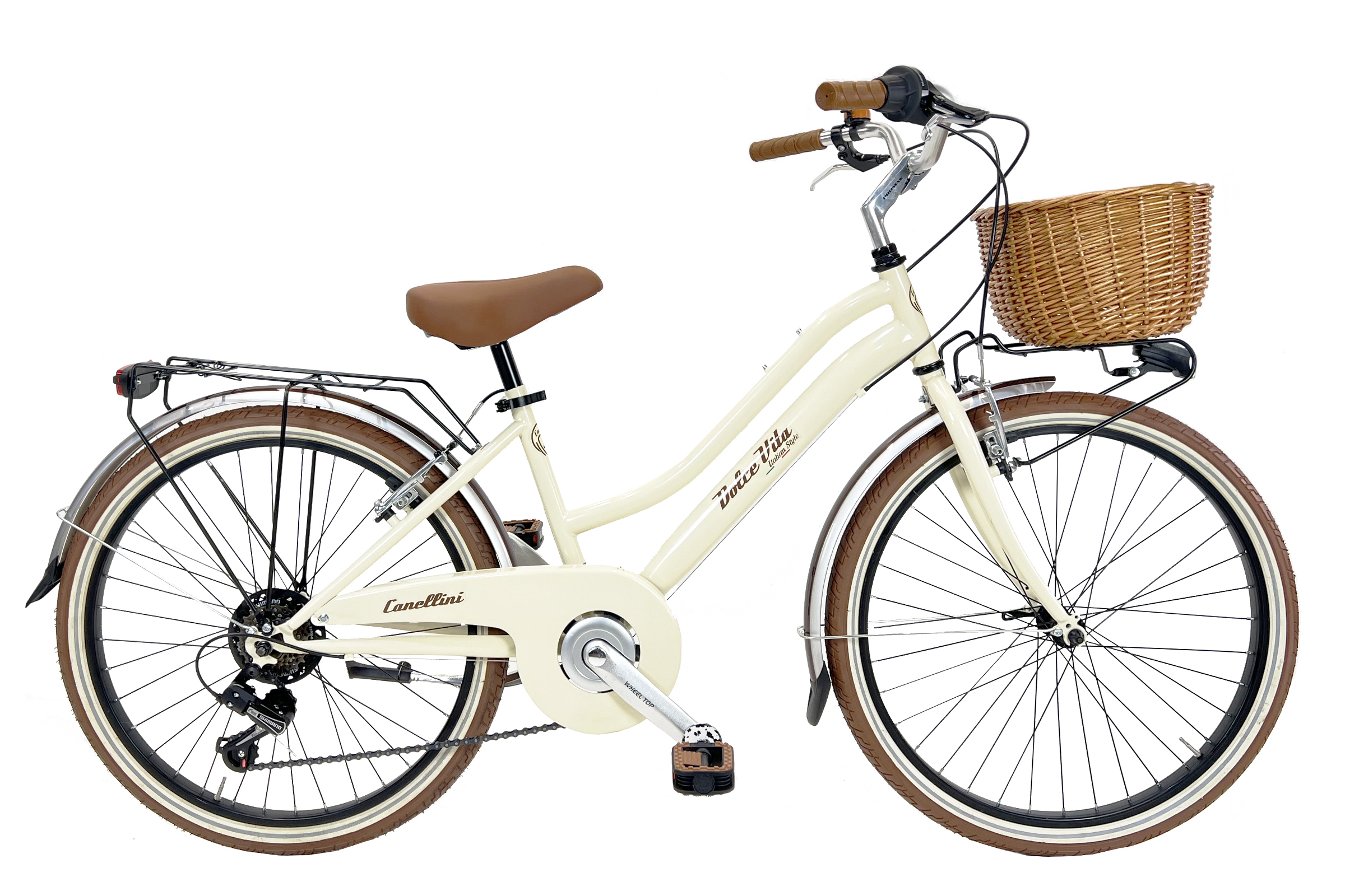 Dolce Vita by Canellini JUNIOR Fahrrad Citybike Madchen mit Korb - Beige 24"