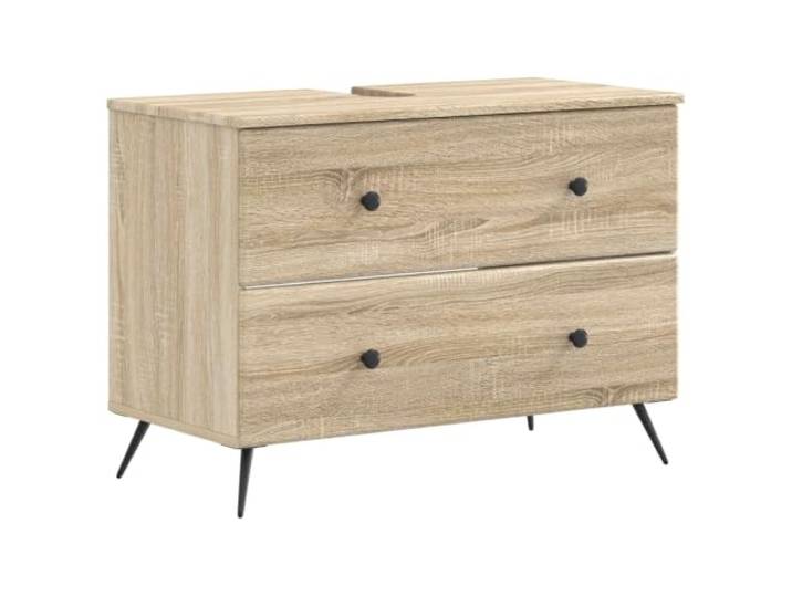 PUGYNBK 2-teiliges Badezimmerschrank-Set Breda Sonoma Eiche Aus technischem Holz, feuchtigkeitsbeständig, wendbare Tür um 90 °, offenes Regal, einfache Reinigung