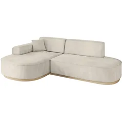 ECKSOFA Ottomane Links MARI-L1-v1 - 243x171x83 cm Ecru Velours