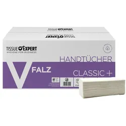 Tissue Expert Papierhandtücher 2-lagig V-Falz, 3200 Blatt, 25x23 cm, 100% Zellstoff, saugstark & weich, für Spendersysteme