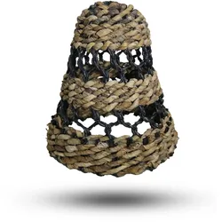 Natural Banana Leaf & Hitam Raffia Lamp Shades - Set of 3