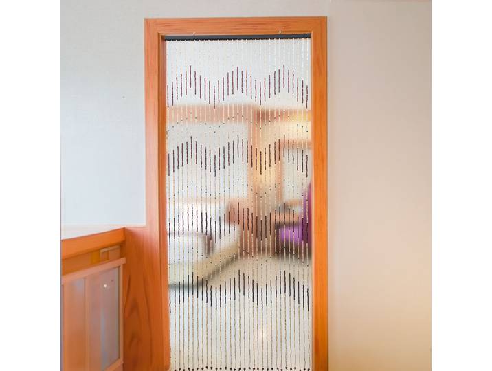 Rideau de perles en bois 0.9x2.2m, décoration de porte, rideaux de porte, panneau de fil pour salon et chambre à coucher