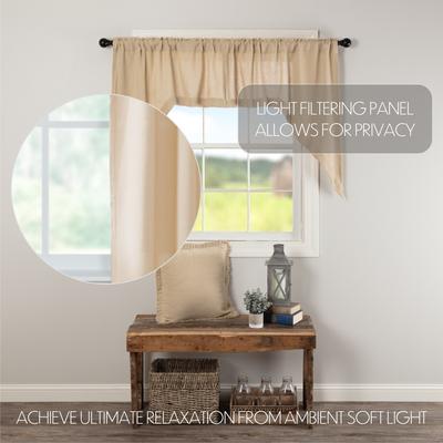 VHC Brands Farmhouse Kitchen Curtains VHC Cotton Burlap Natural Swag Pair Rod Pocket Solid Color - Swag 36x36x16 - Swag 36x36x16
