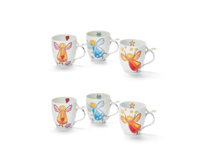 2 X NEU teemando® Becher Schutzengel Porzellan, 3-fach sortiert 0,35 l