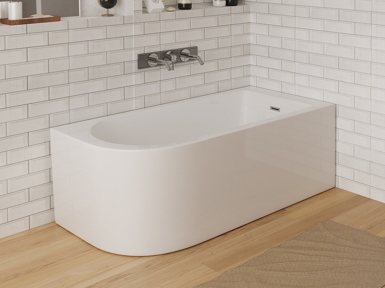 Unique Bañera de esquina - 150 x 75 x 58 cm - Blanca - Esquina derecha - 201 L - ANIKA