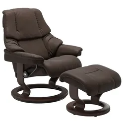 Stressless Sessel mit Hocker Reno Classic Leder Braun Batick Brown L (Large)