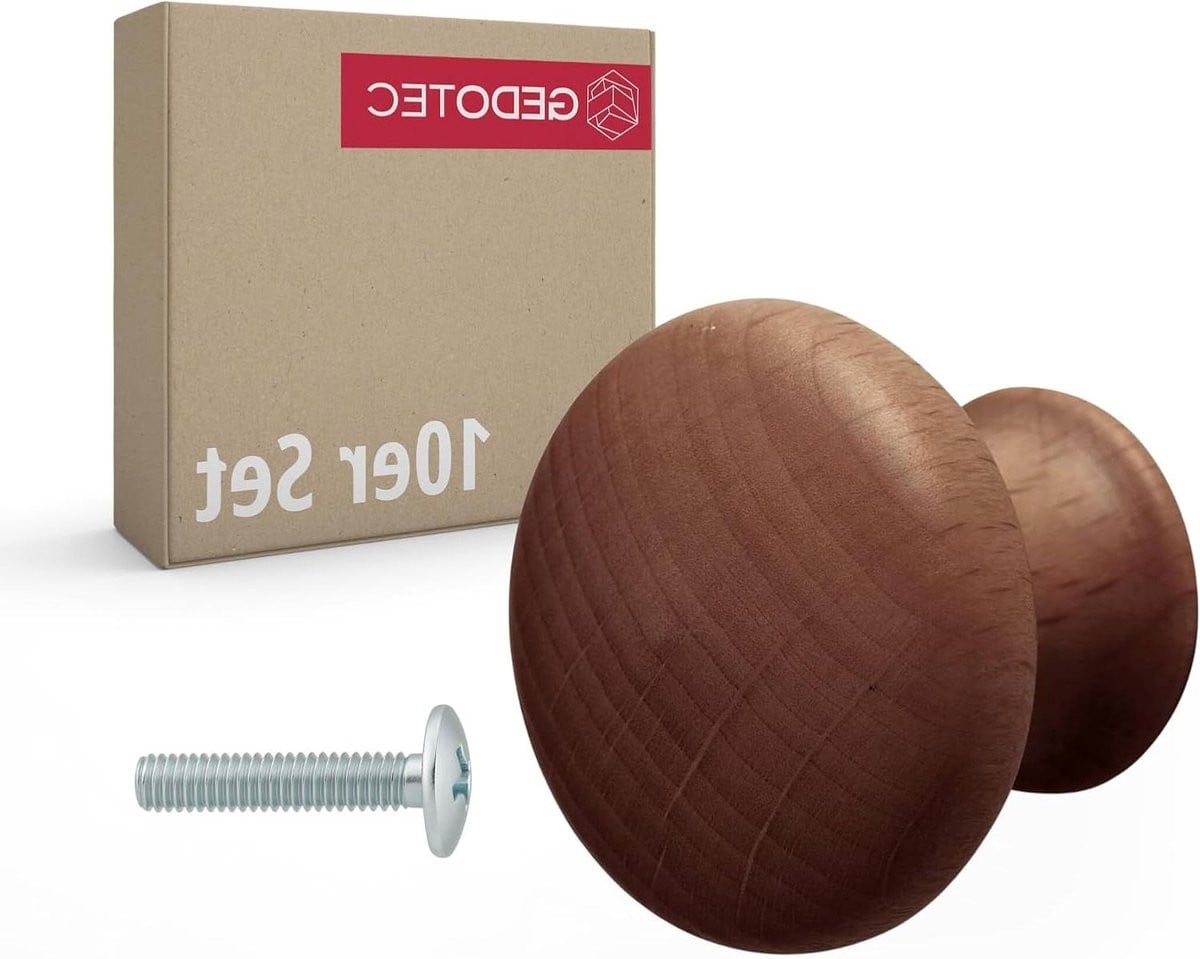 Meubelknop Hout - Ronde Kastgreep - Massief Hout Design - Ø 35 mm - Donker Walnoot